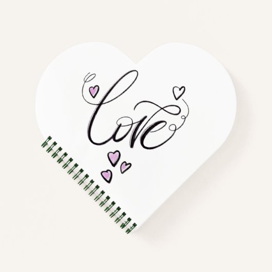 Love Script Heart Shaped Notebook | Romantic Notizblock (Vorderseite)