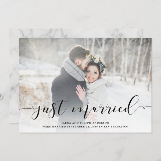 Love Script Hochzeitsankündigung mit Foto Ankündigung (Vorne/Hinten)