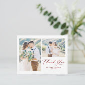 Love Script Red Two Foto Collage Vielen Dank Postkarte (Stehend Vorderseite)