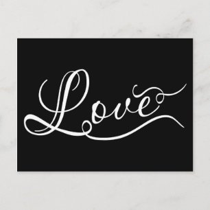 LOVE Script Typography black elegant chic Postcard Feiertagspostkarte
