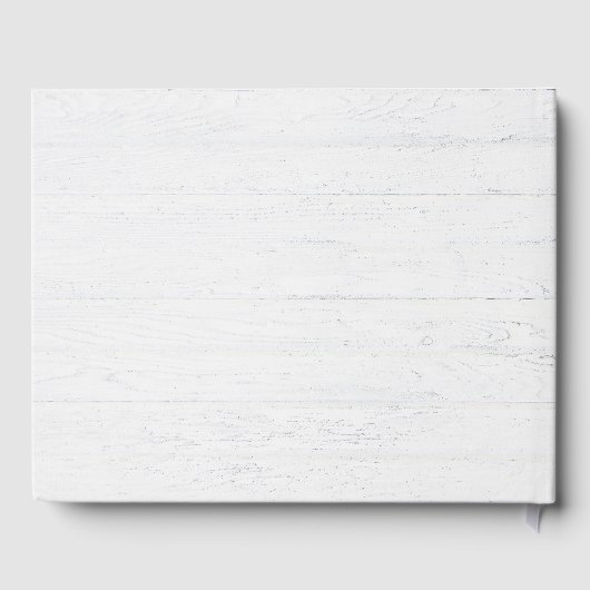 Love Script with Green Leaves on Whitewashed Wood Gästebuch (Rückseite)