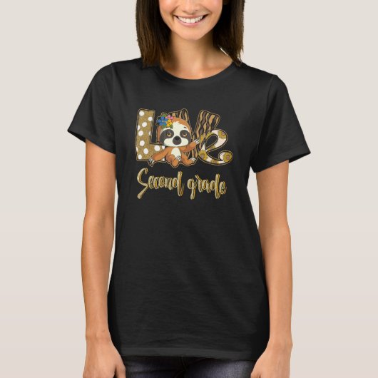 Love Second Grade Sloth 2nd Grade Teacher Back To  T-Shirt (Vorderseite)