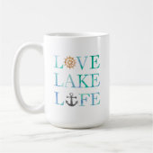 Love See-Lebenseewatercolor-Typografie Kaffeetasse (Links)