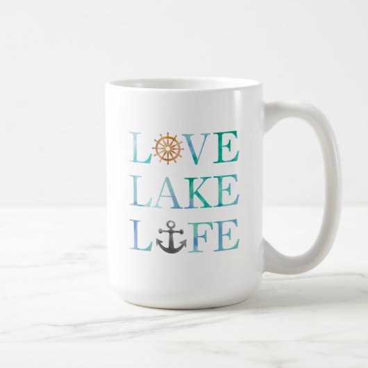 Love See-Lebenseewatercolor-Typografie Kaffeetasse (Rechts)