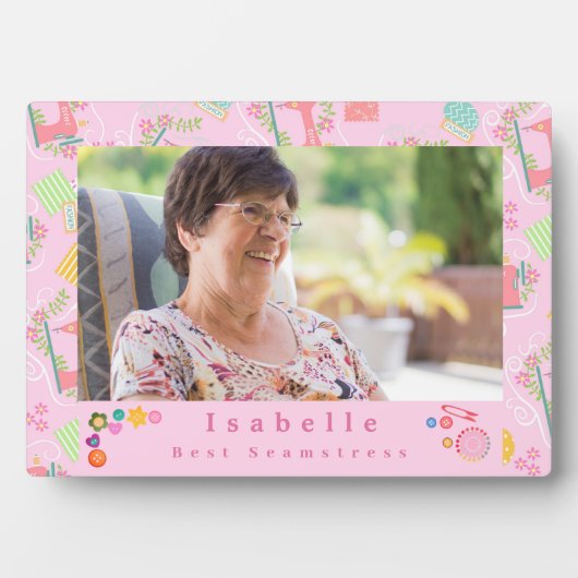 Love Sewing Machine Photo Pink Fotoplatte (Vorderseite)