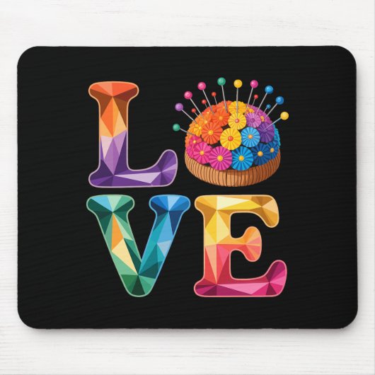 Love Sewing Quilting N Cushion Rainbow Crafter Wom Mousepad (Vorne)