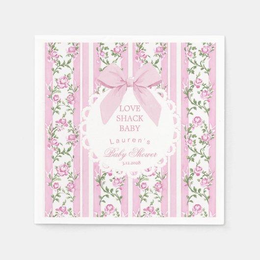Love Shack Baby Coquette Blush Bow Baby Shower Serviette (Vorderseite)