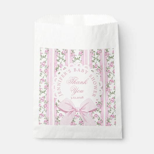 Love Shack Baby Coquette Pink Bow Thank you Geschenktütchen (Vorderseite)