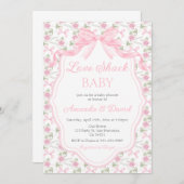 Love Shack Baby Pink Bow Baby Shower Girl Einladung (Vorne/Hinten)