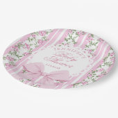 Love Shack Coquette Blush Pink Bow Baby Shower Pappteller (Schrägansicht)