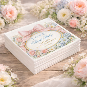 Love Shack Florale Rosa Schleife Mädchen Baby Show Serviette