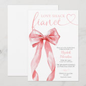 Love Shack Verlobter Rosa Schleife Junggesellinnen Einladung (Vorne/Hinten)