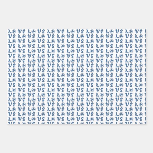 Love Shamrock Plaid Blue Black Classic Pattern Geschenkpapier Set (Vorderseite)