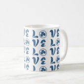 Love Shamrock Plaid Blue Black Classic Pattern Kaffeetasse (VorderseiteRechts)