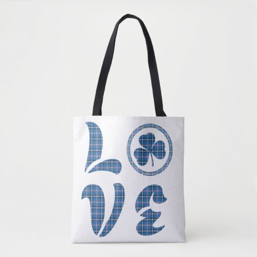 Love Shamrock Plaid Blue Black Classic Pattern Tasche (Vorderseite)