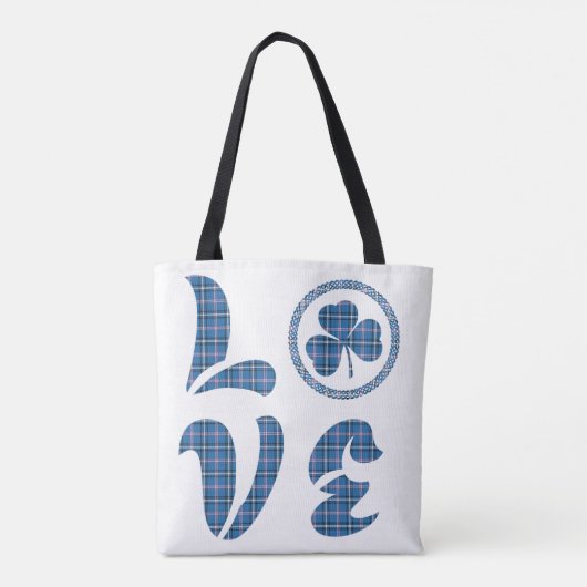 Love Shamrock Plaid Blue Black Classic Pattern Tasche (Rückseite)