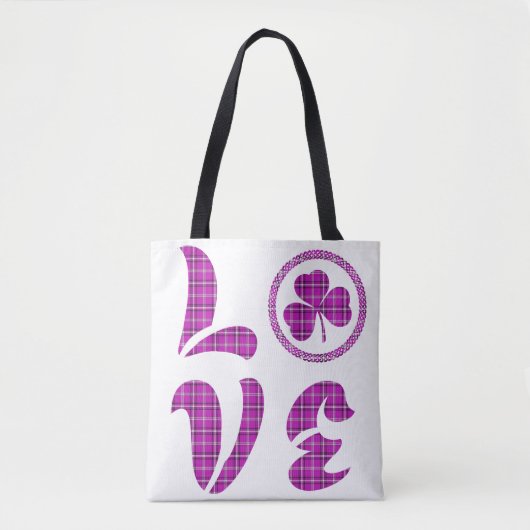 Love Shamrock Plaid Pink Black Classic Tasche (Vorderseite)