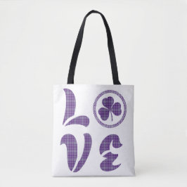 Love Shamrock Plaid Purple Gray Tartan Pattern Tasche