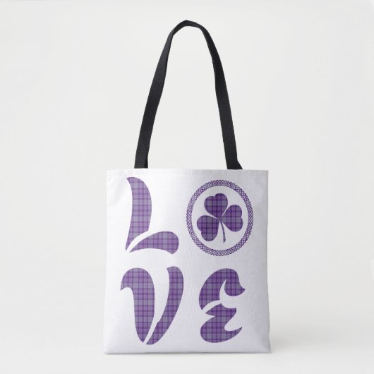 Love Shamrock Plaid Purple Gray Tartan Pattern Tasche (Vorderseite)
