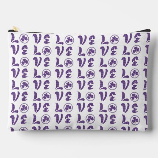 Love Shamrock Plaid Purple Gray Tartan Pattern Zubehörtasche (Vorderseite)