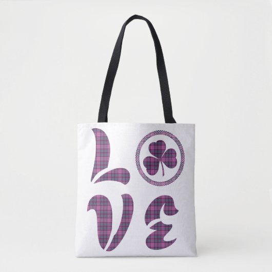 Love Shamrock Plaid Purple Teal Tartan Pattern Tasche (Vorderseite)