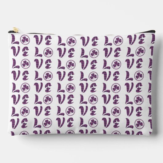 Love Shamrock Plaid Purple Teal Tartan Pattern Zubehörtasche (Vorderseite)