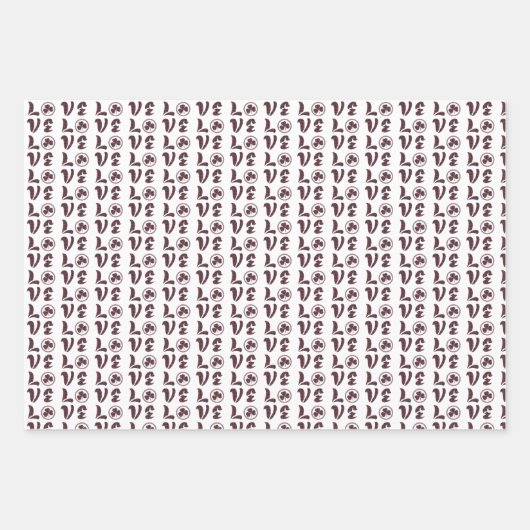 Love Shamrock Plaid Red Blue Tartan Pattern Geschenkpapier Set (Vorderseite 3)