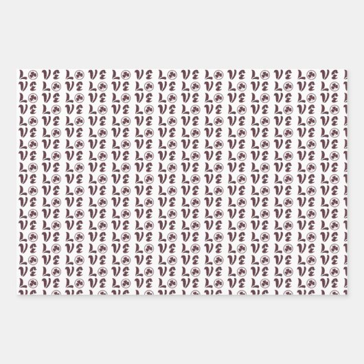 Love Shamrock Plaid Red Blue Tartan Pattern Geschenkpapier Set (Vorderseite)