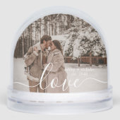 Love Simple Script Modern 2 Photo Schneekugeln (Vorderseite)