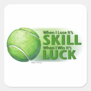 Love Skill Win Tennis Ball Quadratischer Aufkleber