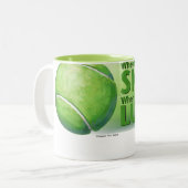 Love Skill Win Tennis Ball Zweifarbige Tasse (Vorderseite Links)