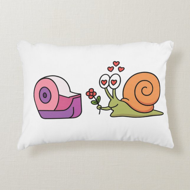 Love Snail & Tape – Cute Funny Sticker Dekokissen (Vorderseite)
