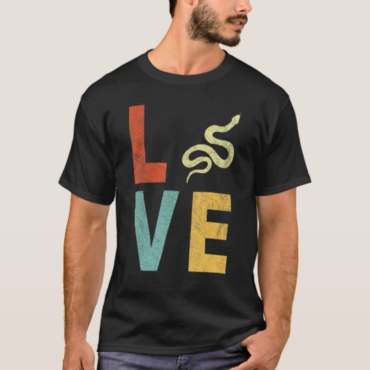 Love Snake Snake Quote Retro T-Shirt (Vorderseite)