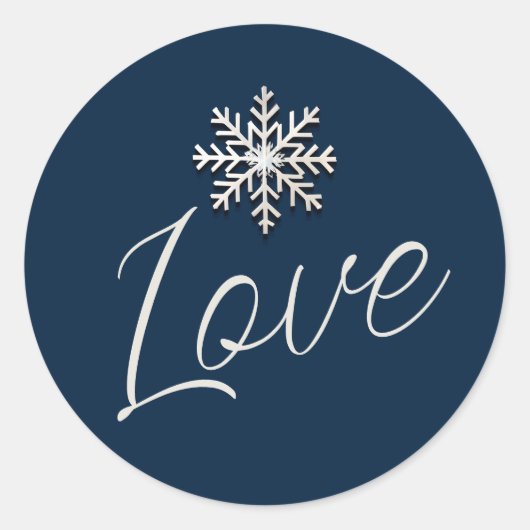 Love Snowflake Holiday Round Sticker (Vorderseite)