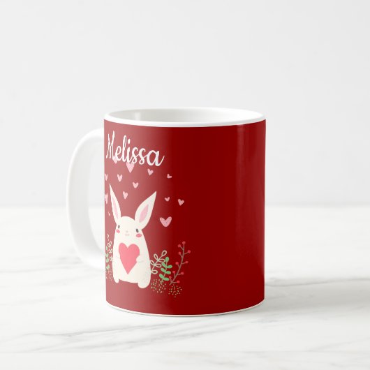 Love Snuggly Kawaii Bunny Custom Kaffeetasse (Vorderseite Links)