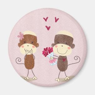 Love Sock Monkey Couple Magnet