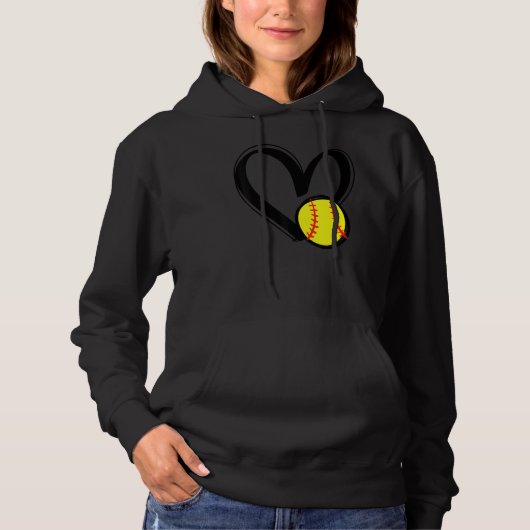 Love Softball Heart Softball Love Men Women Hoodie (Vorderseite)