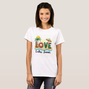 LOVE Sommer-Strand-Elemente Cartoon T-Shirt