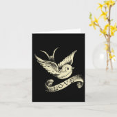 Love Sparrow Vintage Tattoo Design Karte (Gelbe Blume)