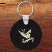 Love Sparrow Vintage Tattoo Design Schlüsselanhänger (Vorderseite)