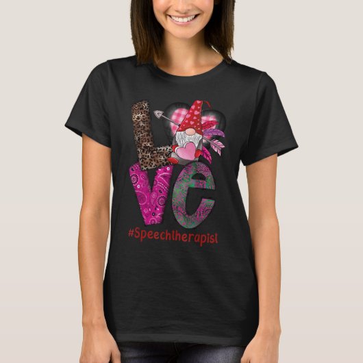 Love Speech Therapist SLP Gnome Valentine's Day he T-Shirt (Vorderseite)