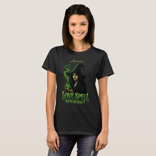 Love Spell Witchcraft Personalized Gothic Witch T-Shirt (Vorne ganz)