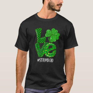 Love Stepdad St Patrick's Day Green Pläd Leopard T-Shirt