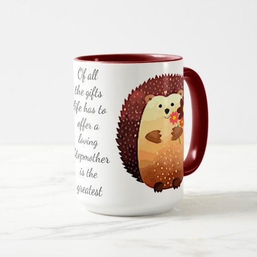 Love Stepmutter Inspiration Zitat Igel Tasse (VorderseiteRechts)