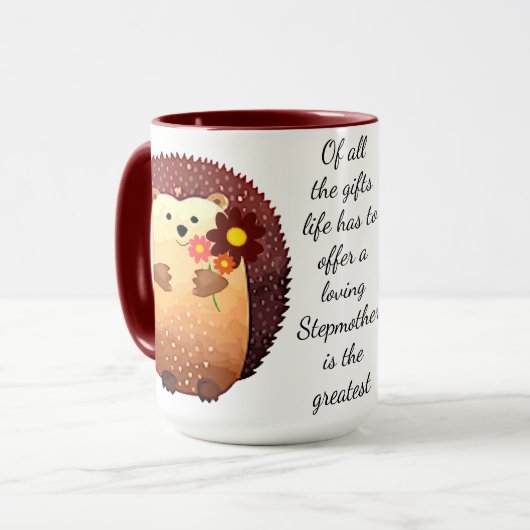 Love Stepmutter Inspiration Zitat Igel Tasse (Vorderseite Links)