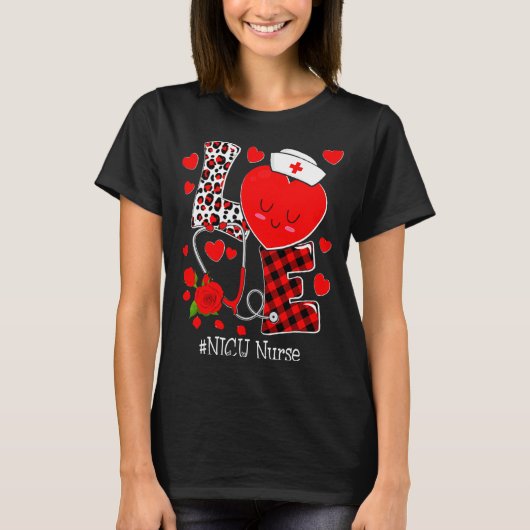 Love Stethoscope Heart Nicu Nurse Valentines Day  T-Shirt (Vorderseite)