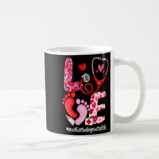 Love Stethoscope Mother Baby Nurse Life Valentine  Kaffeetasse (Rechts)