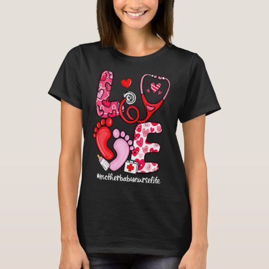 Love Stethoscope Mother Baby Nurse Life Valentine  T-Shirt (Vorderseite)