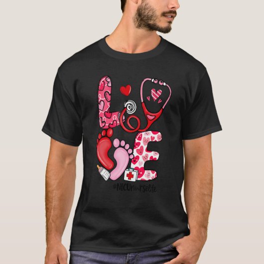 LOVE Stethoscope NICU Nurse Life Valentine's Day G T-Shirt (Vorderseite)