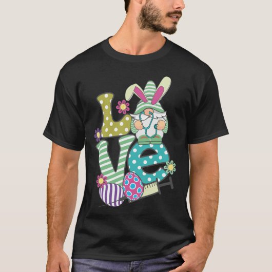 Love Stethoscope Scrub Life Nurse Bunny Easter Day T-Shirt (Vorderseite)